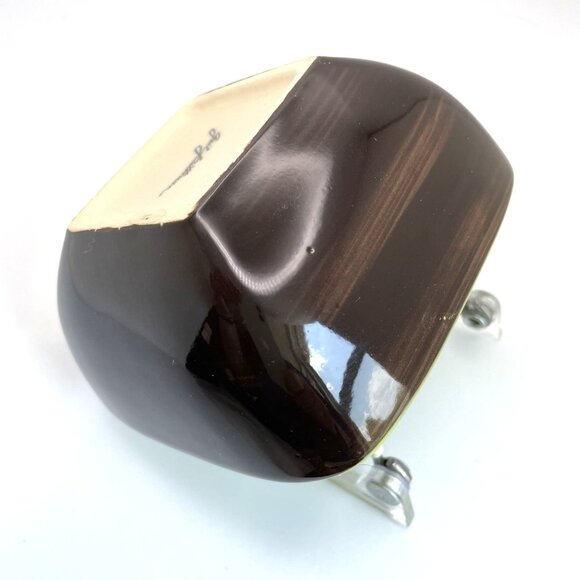 Vtg Gail Pittman Handcrafted Green DK Brown Square Ceramic Bowls Set Of 2 - Picture 9 of 11